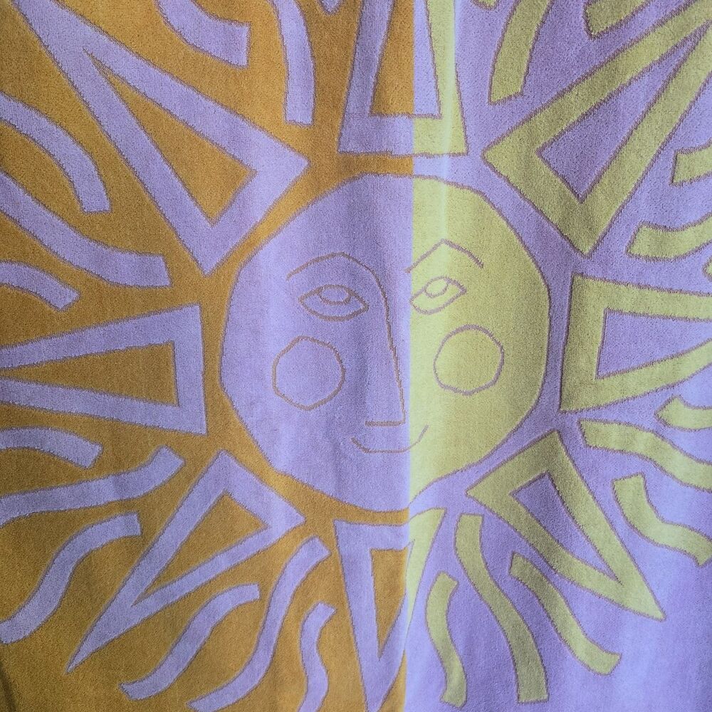 TerriSol Vintage Beach Towel Pink & Orange Sun Graphic 90s